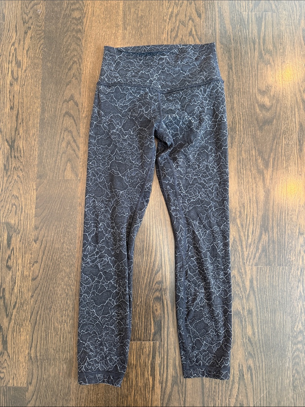lululemon athletica Black Floral-Patterned High-Rise Leggings